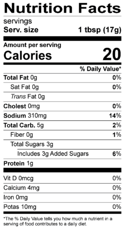 S&F Black Peppercorn Nutrition Label