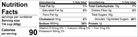 Bloody Mary Cocktail Sauce Nutritional Information