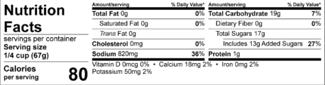 Cocktail Sauce Nutrition Information