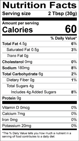 Meyer Lemon Sauce Nutrition Facts