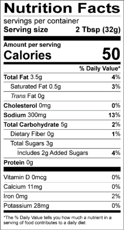 Tequila Lime Sauce Nutrition Facts