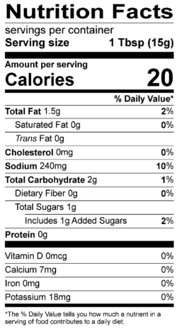 Carne Asada Nutrition Label