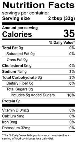 S&F Caribbean Mango Nutrition Label