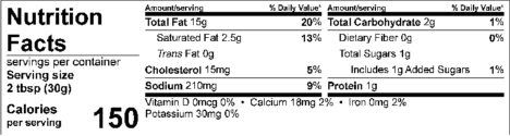 S&F Crab Cake Sauce Nutrition Facts