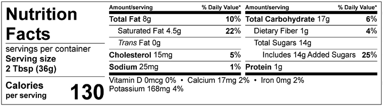 S&F Decadent Fudge Nutrition Label