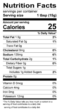 S&F Steakhouse Marinade Nutrition Label