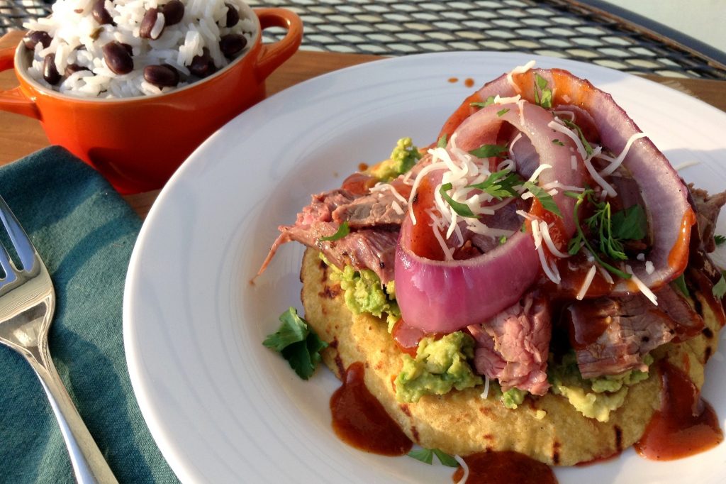 BBQ Steak, Onion, Avocado Toastadas Schlotterbeck & Foss