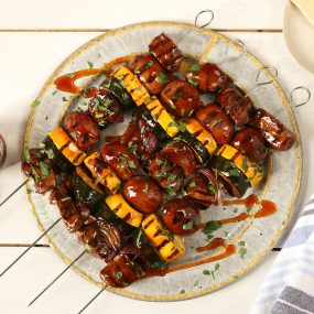 Sweet Bourbon Grilled Top Sirloin Steak Kebabs