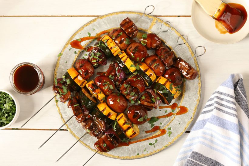 Sweet Bourbon Grilled Top Sirloin Steak Kebabs