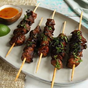 Filipino BBQ Pork Skewers with Mango sauce