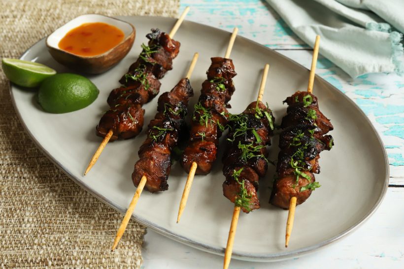 Filipino BBQ Pork Skewers with Mango sauce