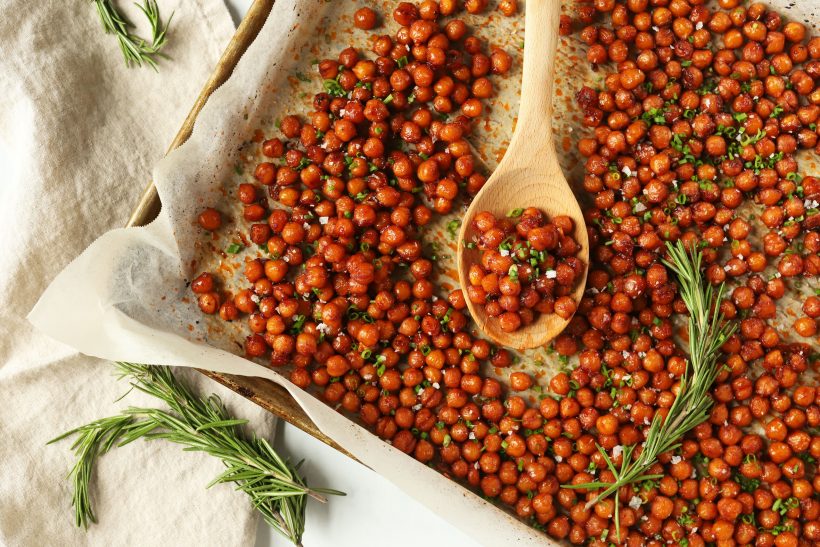 Roasted Spicy Maple Chickpeas