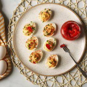 Golden Pimento Deviled Eggs