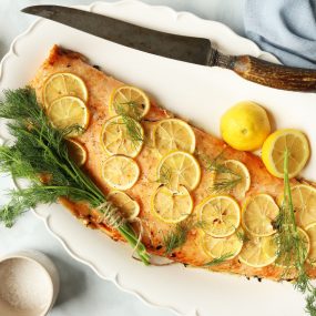 Baked Salmon with Lemon Dill Sauce