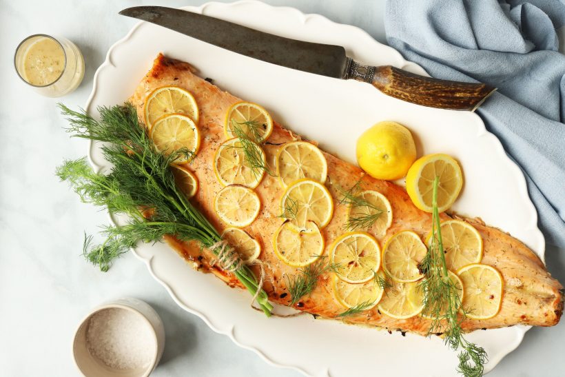 Baked Salmon with Lemon Dill Sauce