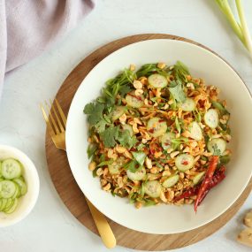 Cold Sesame Rice Noodles with Cucumber