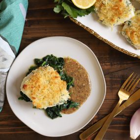 Baked Cod with Wilted Spinach